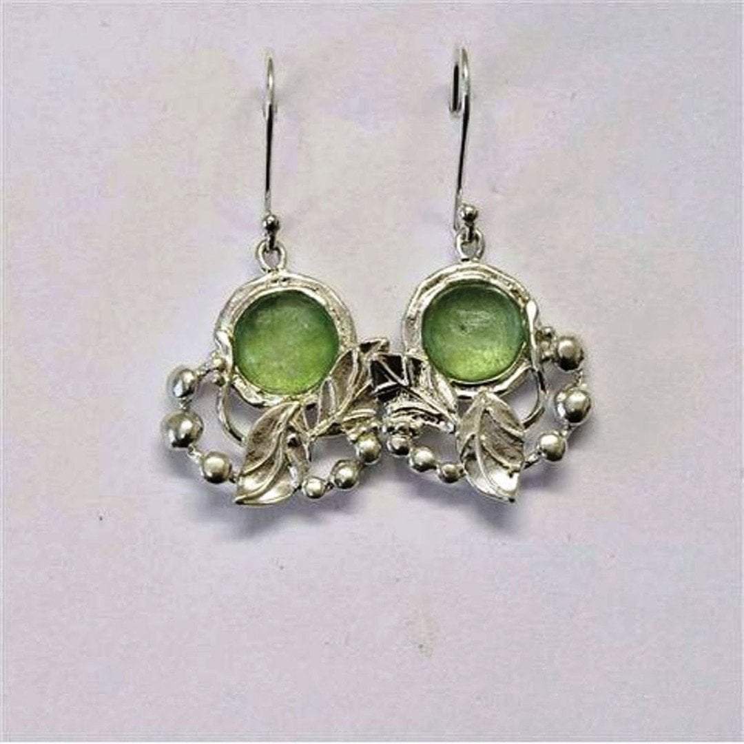 Bluenoemi Earrings blue-green Roman glass earrings. Designer Sterling silver earrings set with roman glass