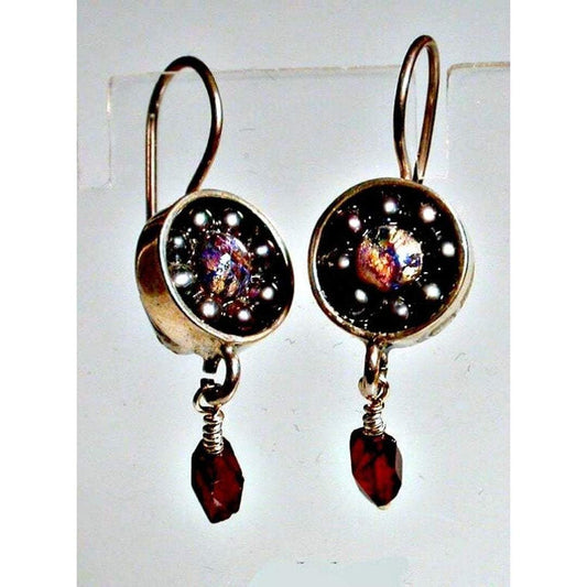 Bluenoemi Earrings Crystal / multicolor / dangling Sterling Silver Earrings, Gemstones Earrings,  Garnet and Murano Glass