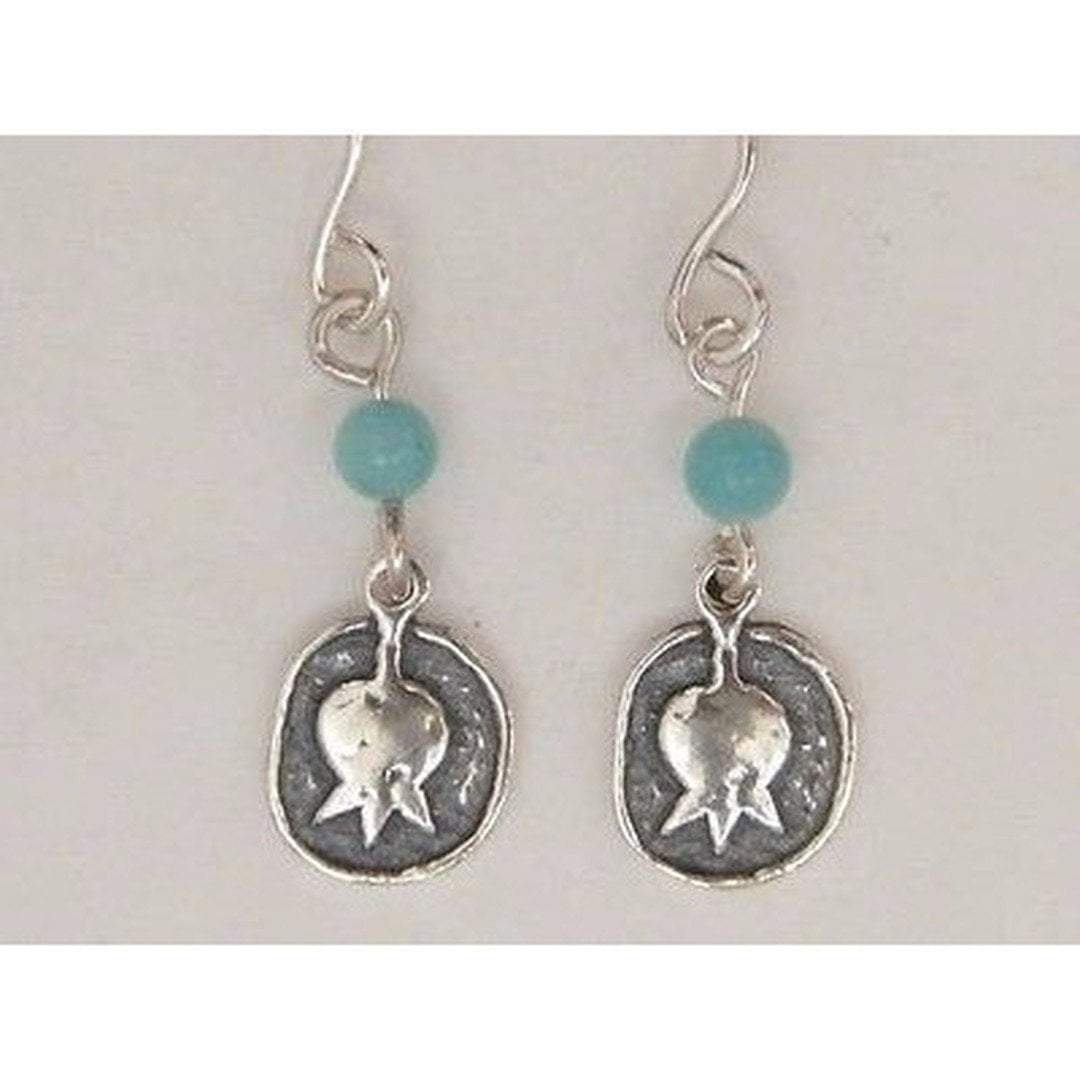 Bluenoemi Earrings Danglong pomegranate earrings / blue Sterling silver earrings pomegranate  dangling  boucles d'oreilles pendientes