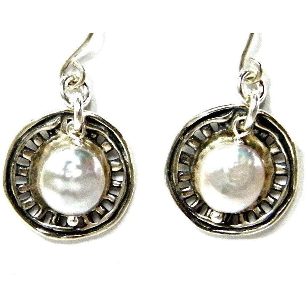 Bluenoemi Earrings Default Title / silver Sterling Silver Earrigs 925 Texture Circles Pearls