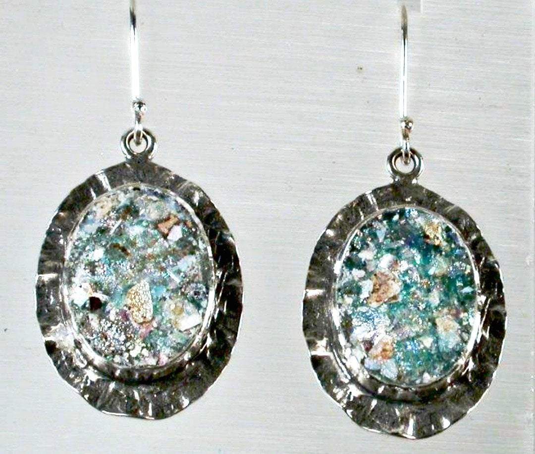 Bluenoemi Earrings Earrings / silver / dangling Sterling Silver Earrings, Roman glass silver Earrings  Israeli Jewelry