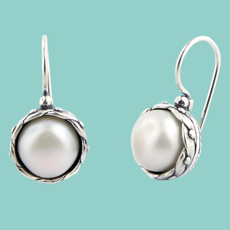 Bluenoemi Earrings silver Pearls Earrings for women Dangle Silver Earrings Israeli Jewelry