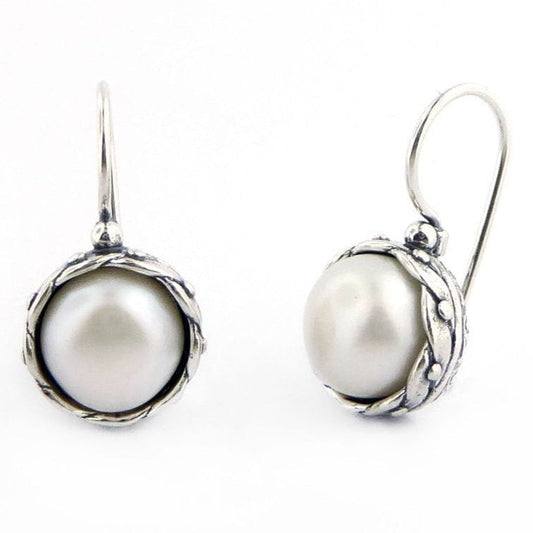 Bluenoemi Earrings silver Pearls Earrings for women Dangle Silver Earrings Israeli Jewelry
