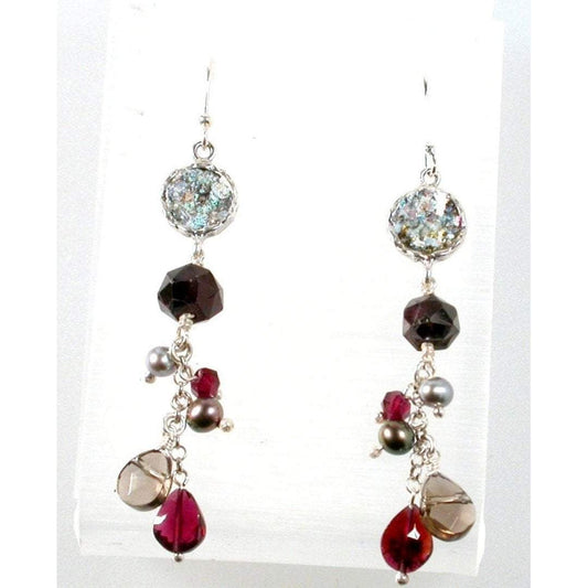 Bluenoemi Earrings multicolor Roman glass jewelry dangling earrings Israeli roman glass jewelry garnets