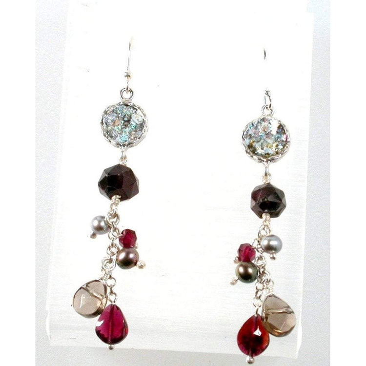 Roman glass gemstones earrings
