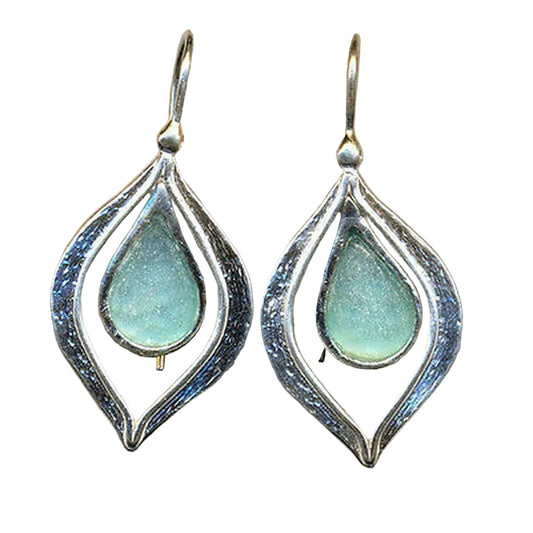 Roman glass earrings. Sterling silver earrings set with authentic Roman Glass - Bluenoemi