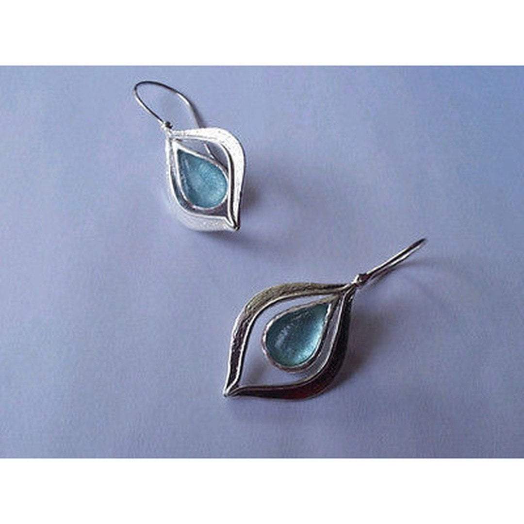 Bluenoemi Earrings Roman Glass Earrings / green Roman glass earrings. Sterling silver earrings set with authentic Roman Glass