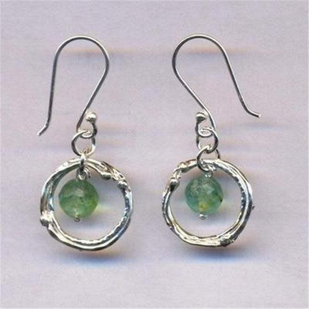 Bluenoemi Earrings Roman Glass silver earrings / 3 cm / green Roman glass earrings Israeli jewelry sterling silver earring