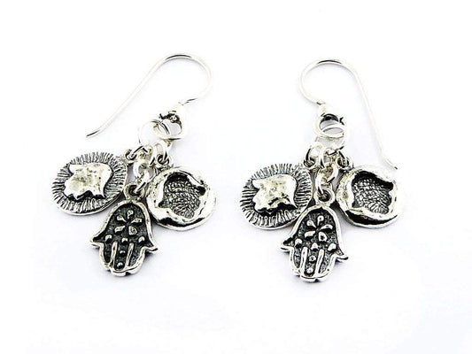 Bluenoemi Earrings silver Bluenoemi Israeli Jewelry Designers Jewels for Woman in Silver. Hamsa earrings.