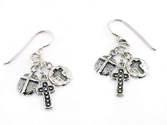 Bluenoemi Earrings silver Israeli jewelry designers in silver cross earrings