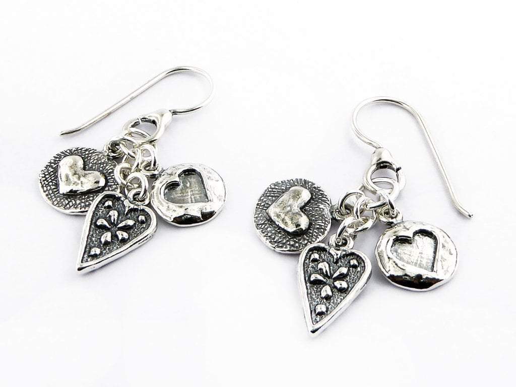 Bluenoemi Earrings silver Israeli Jewelry Silver Earrings for Woman Dangling Heart Charms