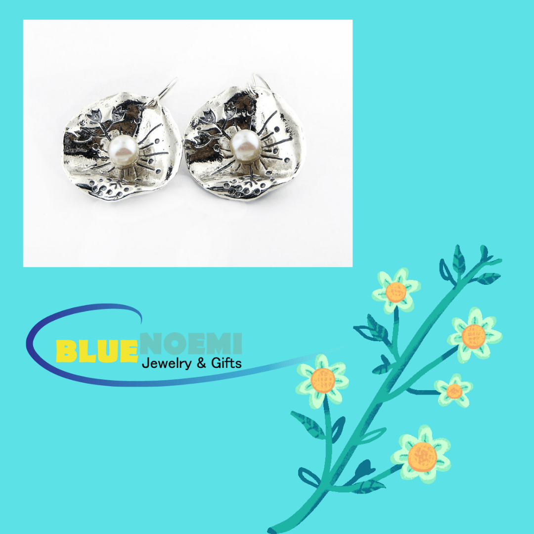 Bluenoemi Earrings silver Israeli jewelry sterling silver earrings with pearls. Sweet and  elegant silver jewelry.