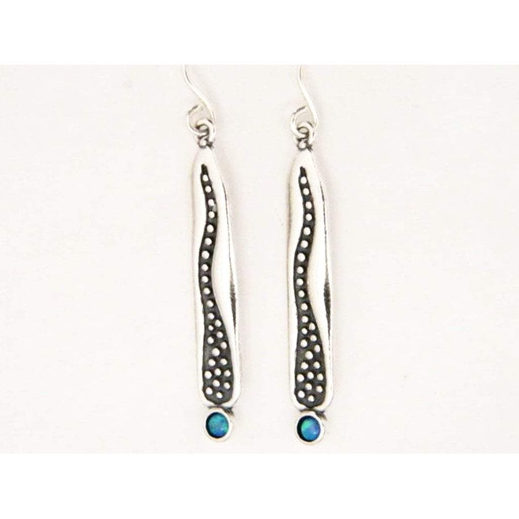 Sterling silver earrings boho designer jewelry Israeli blue opal-Earrings-Bluenoemi Jewelry