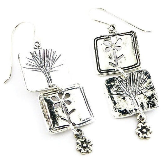 Bluenoemi Earrings silver Sterling Silver Nature Inspired Israeli Jewelry botanic Earrings for Woman