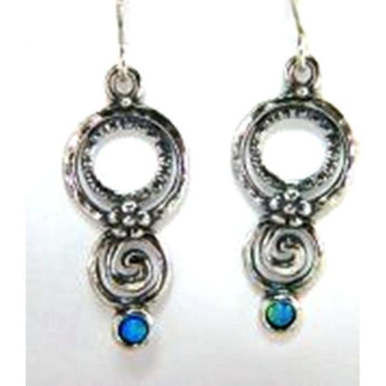Bluenoemi Earrings silver Sterling silver opal dangle ethnic earrings handwork jewelry