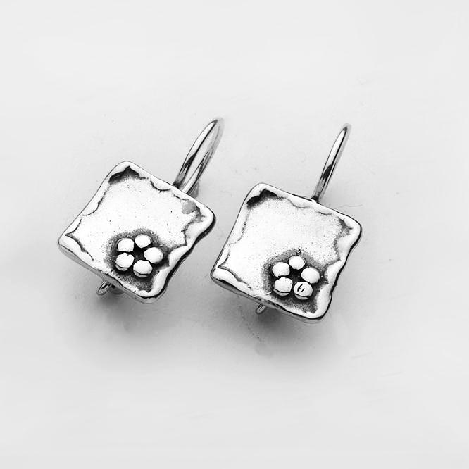 Bluenoemi Earrings Sterling silver earrings floral motif / silver Sterling Silver Earrings,  Israeli jewelry , dangling floral earrings