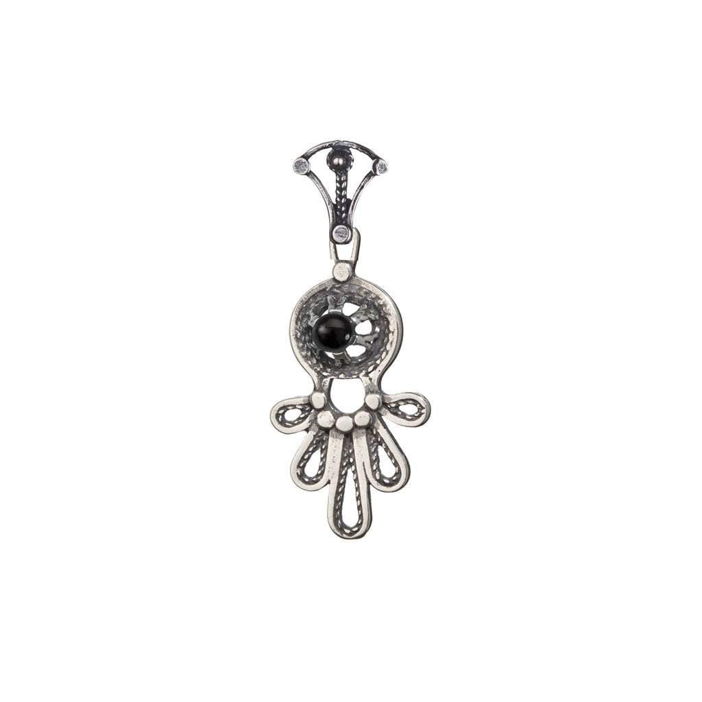Sterling Silver Chain and Pendant Necklace Israeli Hamsa jewelry designer filigree opal /cornelian/ garnet / amethyst / lapis - Bluenoemi