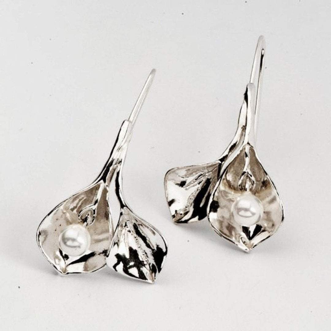Bluenoemi Earrings sterling silver Sterling silver earrings, Hippie Jewelry, pearl Bluenoemi Israeli jewelry