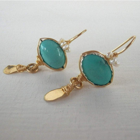 Bluenoemi Earrings turquoise Turquoise Earrings, Amazonite Earrings, Teal Earrings, Dangle Earrings, Blue Earrings