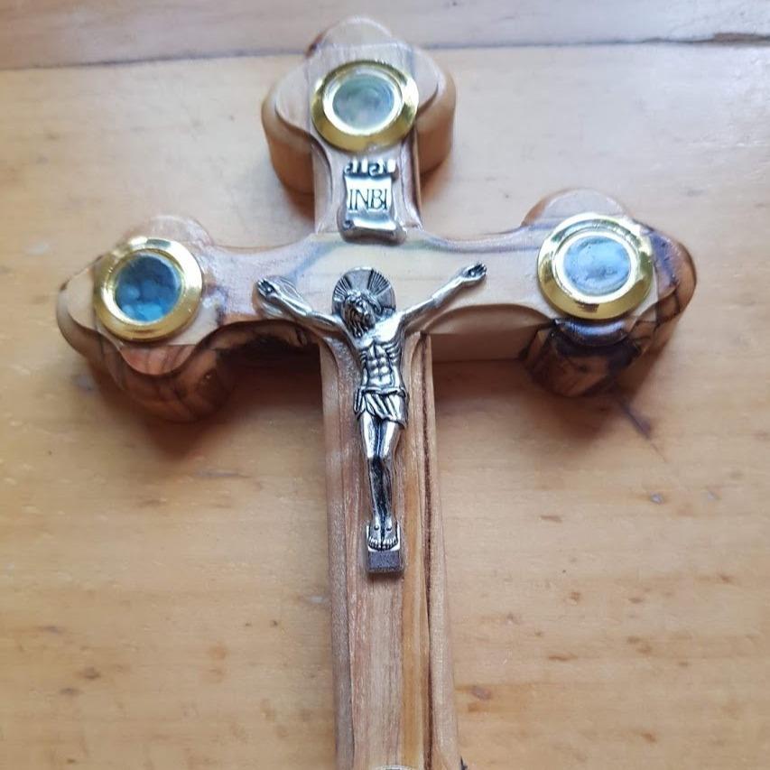 Bluenoemi Cross Olive Wood Crucifix Bethlehem Jerusalem Holyland - Bluenoemi
