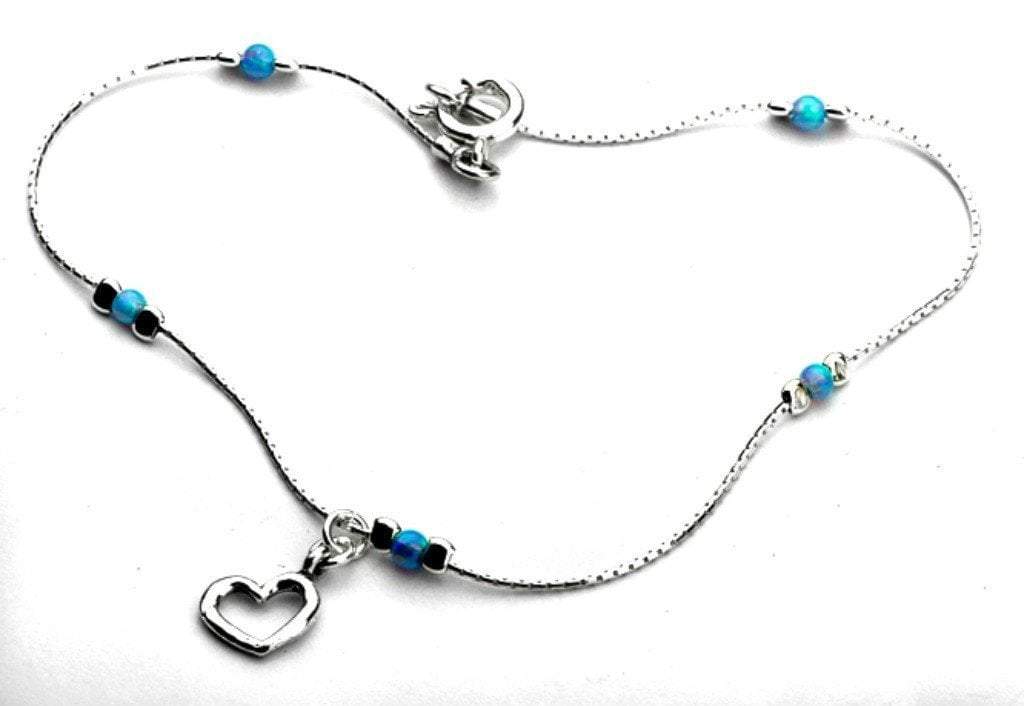 Bluenoemi Jewelry Anklets silver Sterling Silver Anklet with blue opals. Designer Jewelry.