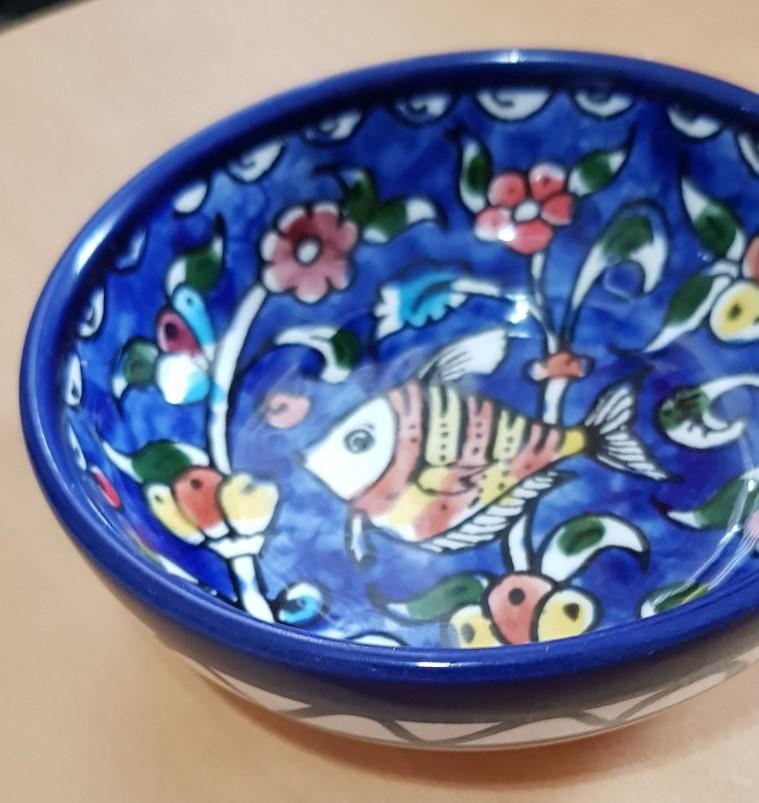 Bluenoemi Jewelry bowl 14 cm / Fishes Armenian handcrafted ceramic bowl for serving or decoration.