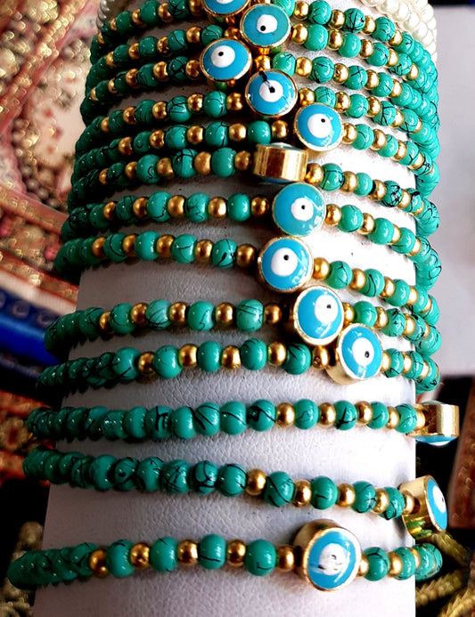 Bluenoemi Jewelry Bracelet turquoises Bluenoemi Turquoises Beads and Evil Eyes Bracelet Souvenir for Protection