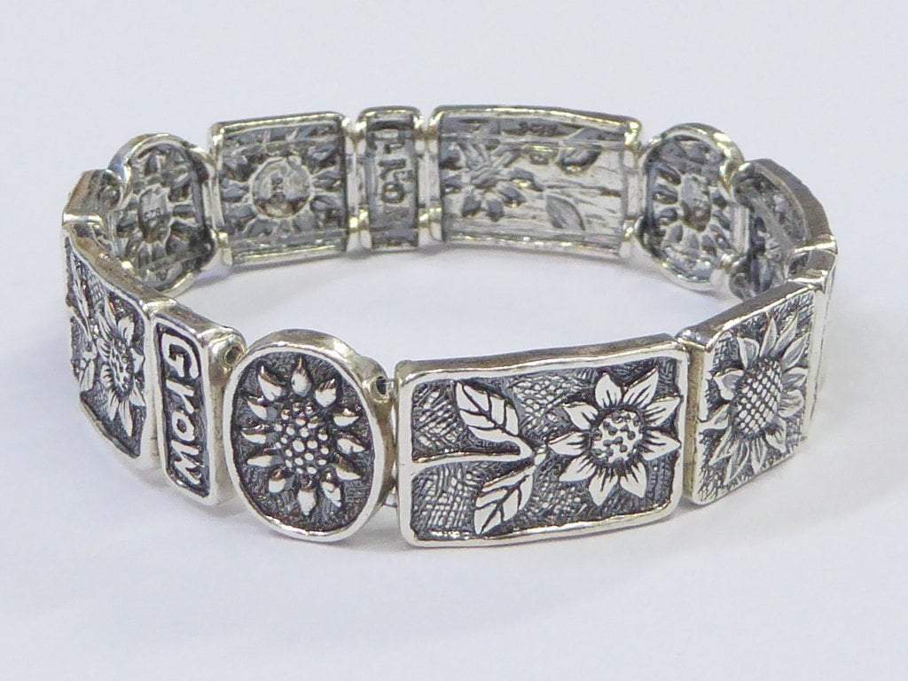 Bluenoemi Jewelry Bracelets amethyst / silver Silver Bracelet Israeli bracelets floral bracelet Boho jewelry flowers