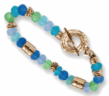 Bluenoemi Jewelry Bracelets Blue ocean bracelet / blue-green Goldfilled Bracelet with Ocean Quartz stones.