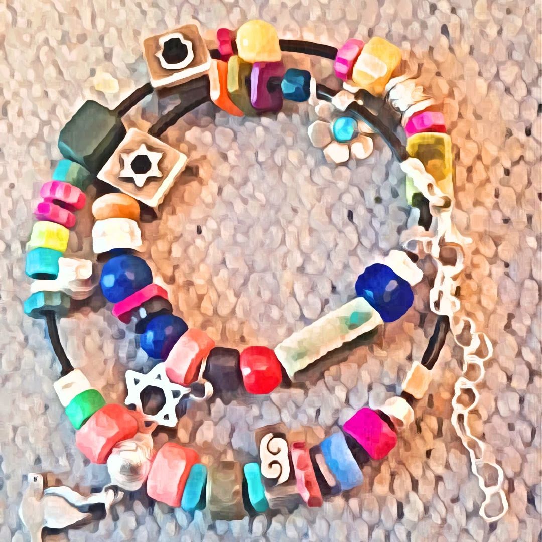 Charms bracelet star of David wrapped bracelet on a leather cord - Bluenoemi