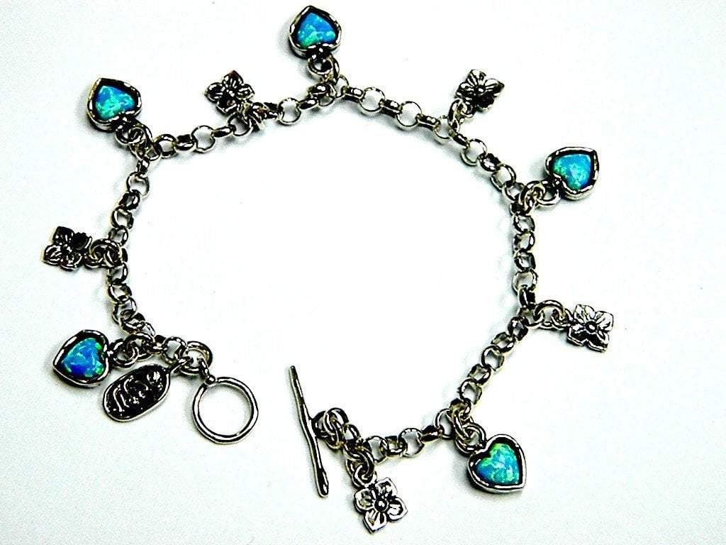 Bluenoemi Jewelry Bracelets Default Title / silver Charms Bracelet, Sterling Silver Bracelets , Blue opals bracelet ,  Boho jewelry, Bluenoemi
