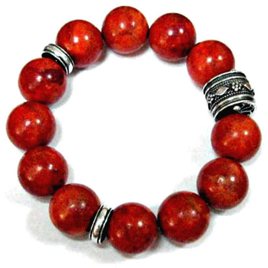 Sterling Silver Red Corals Bracelet ethnic Filigree Jewelry - Bluenoemi