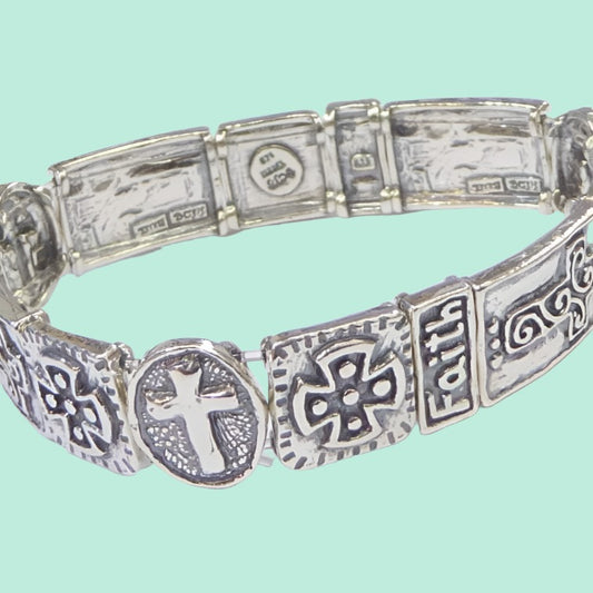 Bluenoemi Jewelry Bracelets silver Silver Bracelet Cross Christian Faith Bracelet