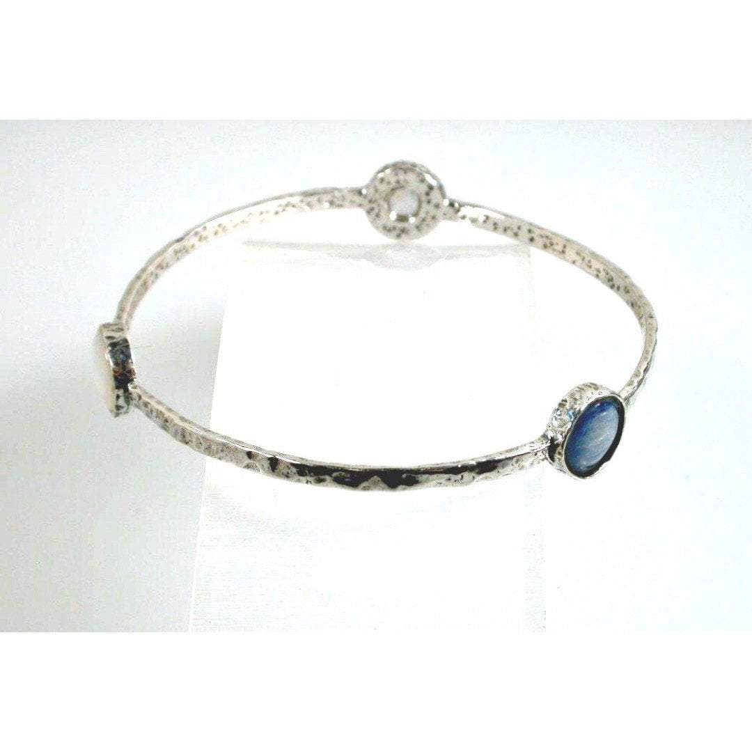 Sterling Silver Bangle Bracelet Gemstones or Roman Glass, Bracelets for Woman, Silver Bangles - Bluenoemi