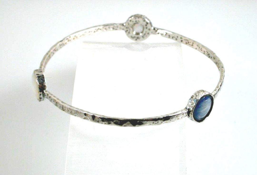 Bluenoemi Jewelry Bracelets Sterling Silver Bangles, Silver Bracelet, Designer Gemstones / Roman Glass Bracelets for Woman, Bangle Bracelets, Silver Bangles