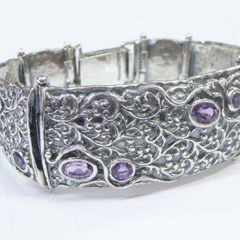 Bluenoemi Jewelry Bracelets Sterling Silver Handcrafted Bracelet with Amethyst Stylish Israeli sterling silver bracelet