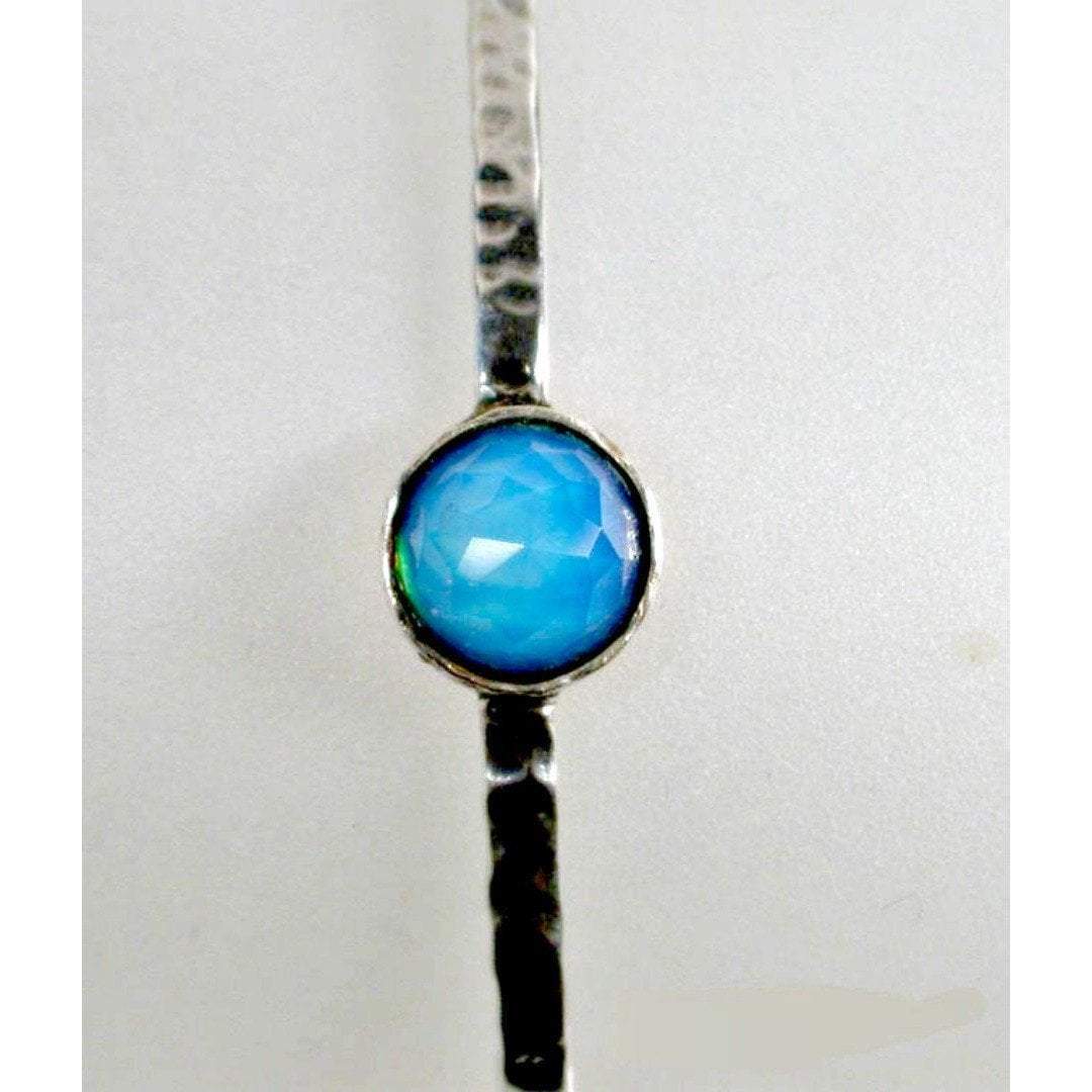 Bluenoemi Jewelry Bracelets Unique Sterling Silver Bangle Bracelet set with a Gemstone or Roman Glass, Bangle Bracelets