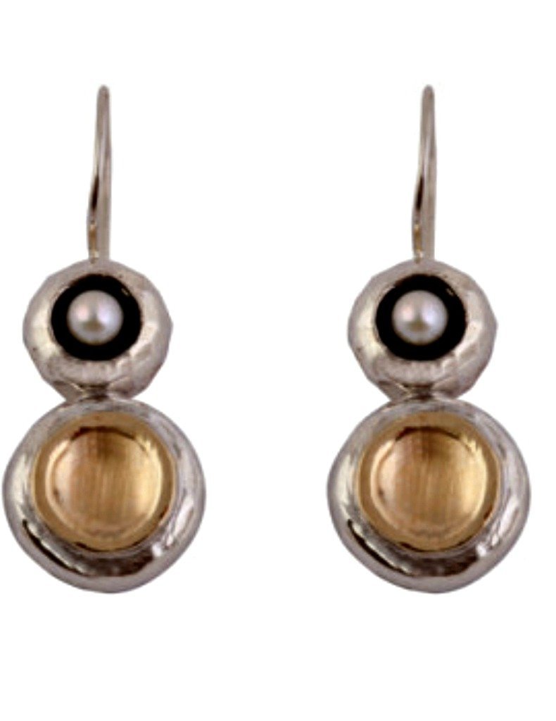Bluenoemi Jewelry Earrings 925 silver & 9 ct gold earrings set pearls / silver gold Feminine delicate Sterling Silver and pearls earrings.