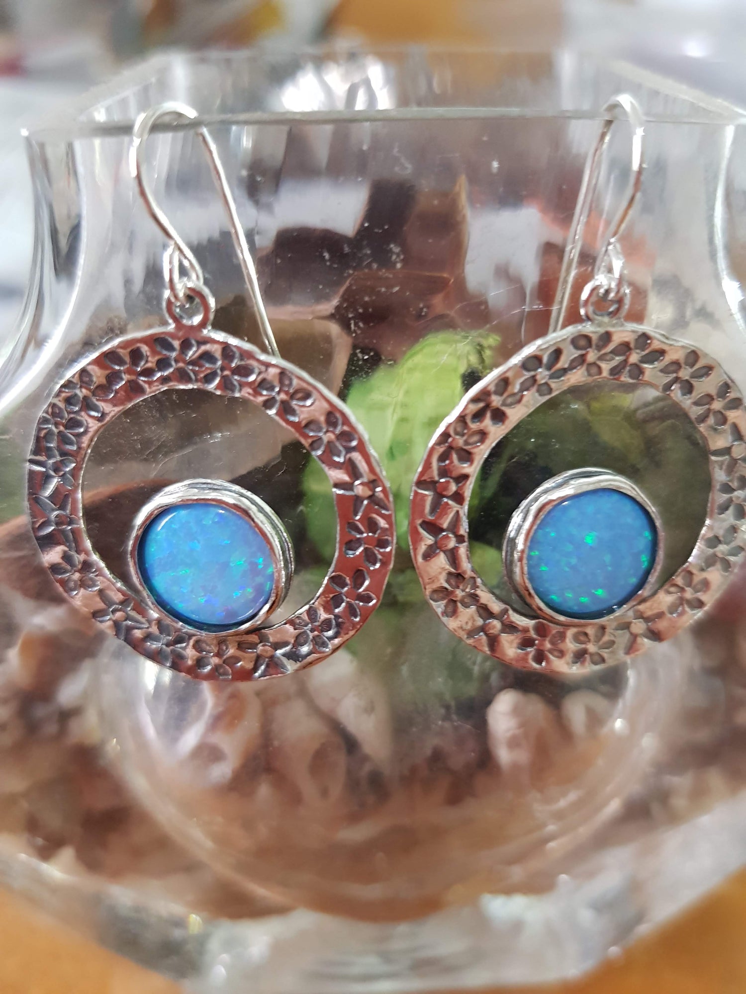 Bluenoemi Jewelry earrings blue earrings for woman, romantic earrings, silver & blue opals earrings for women / dangling earrings