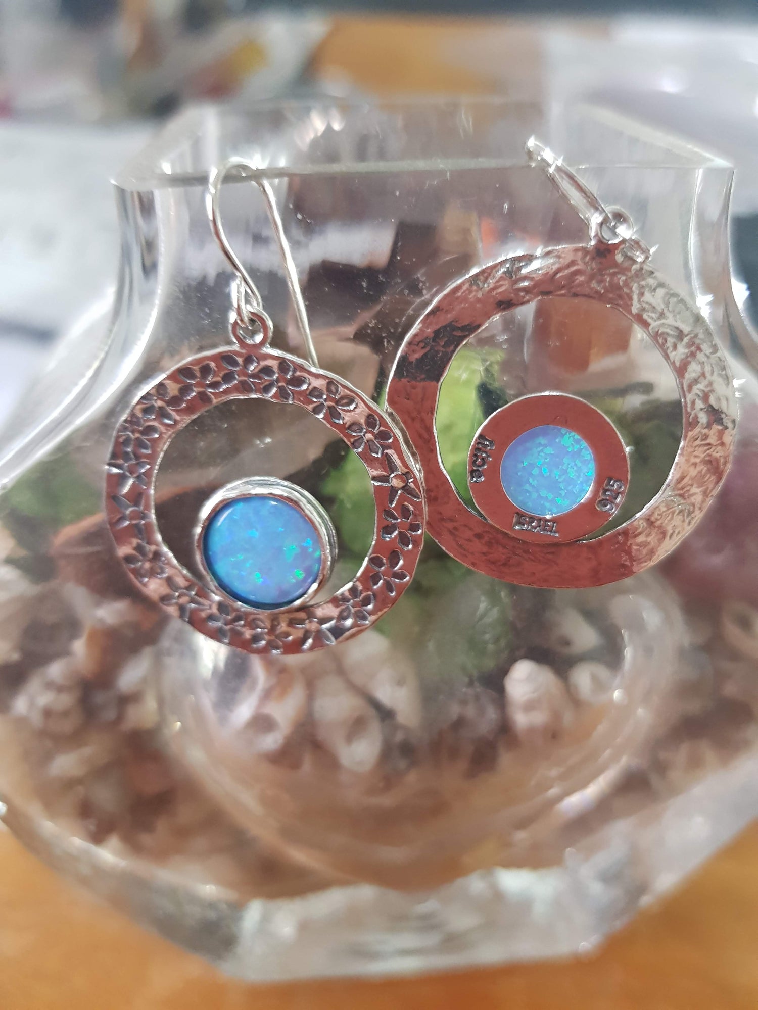 Bluenoemi Jewelry earrings blue earrings for woman, romantic earrings, silver & blue opals earrings for women / dangling earrings