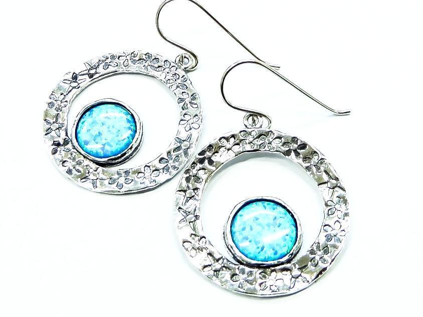 Bluenoemi Jewelry earrings blue earrings for woman, romantic earrings, silver & blue opals earrings for women / dangling earrings