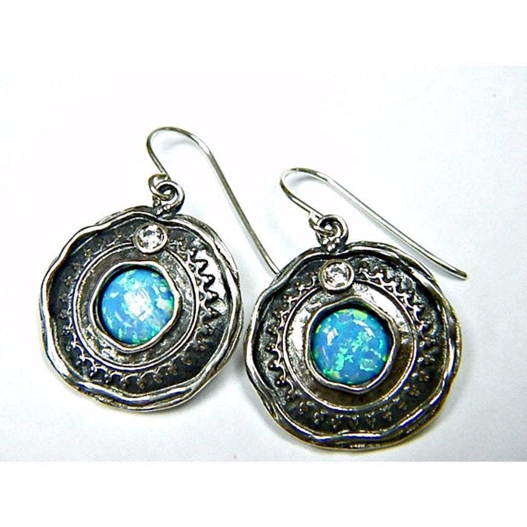 Bluenoemi Jewelry Earrings Blue Silver earrings  Blue opal  dangle earrings  for women