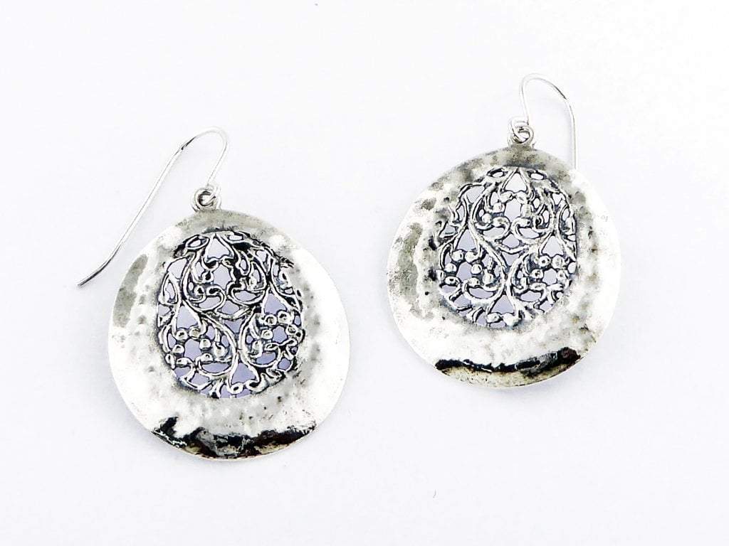 Bluenoemi Jewelry earrings blue topaz Romantic silver earrings for women Floral drawing Bluenoemi Israeli Jewelry