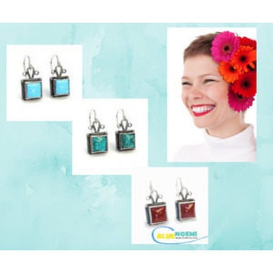 Silver earrings for woman Cornelian  Turquoise Eilat Onyx