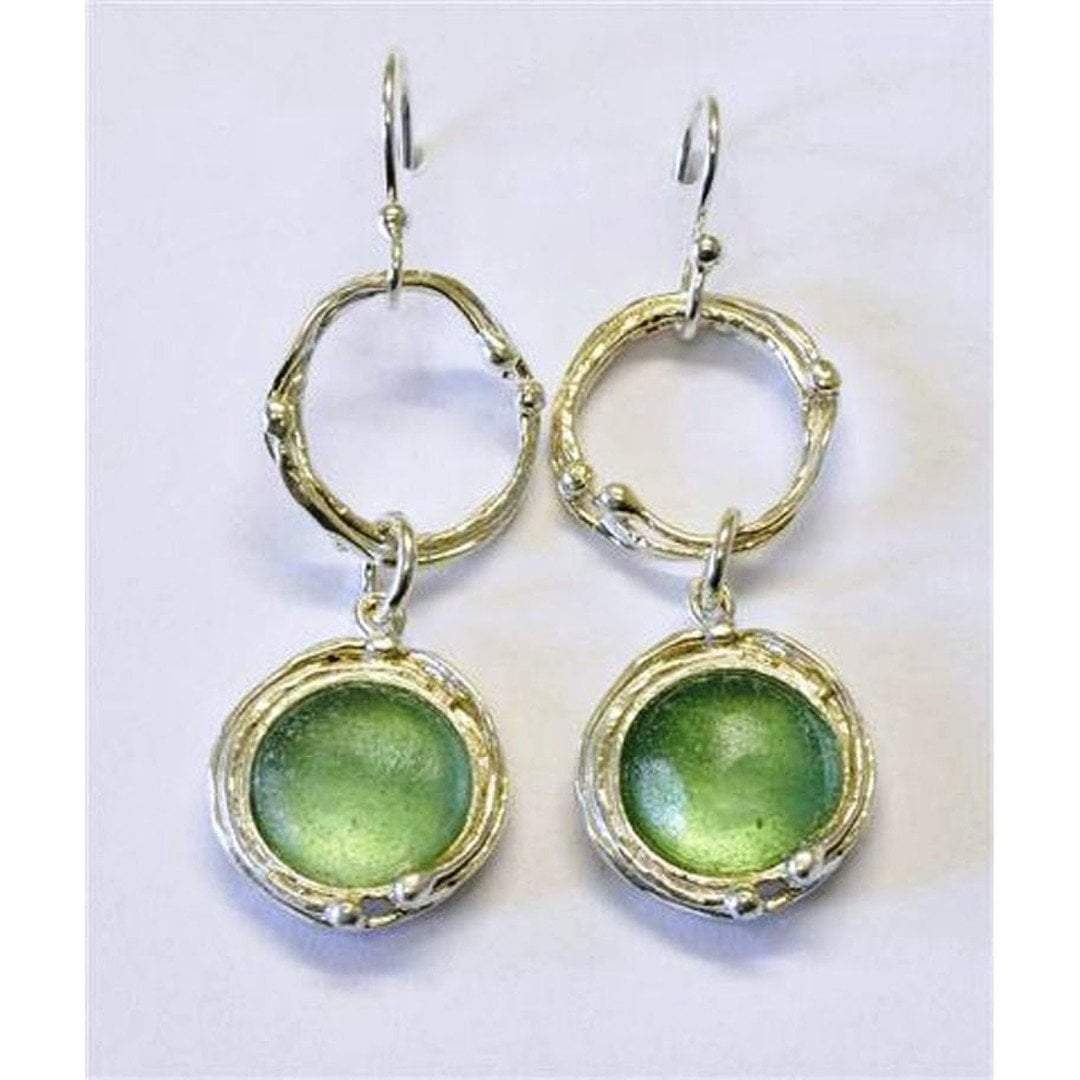 Bluenoemi Jewelry Earrings Default Title / silver Roman glass earrings. Designer Sterling silver earrings  with roman glass