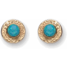 Bluenoemi Jewelry Earrings Earrings / Blue Israeli opal and pearl earrings 9ct Gold Stud Earrings