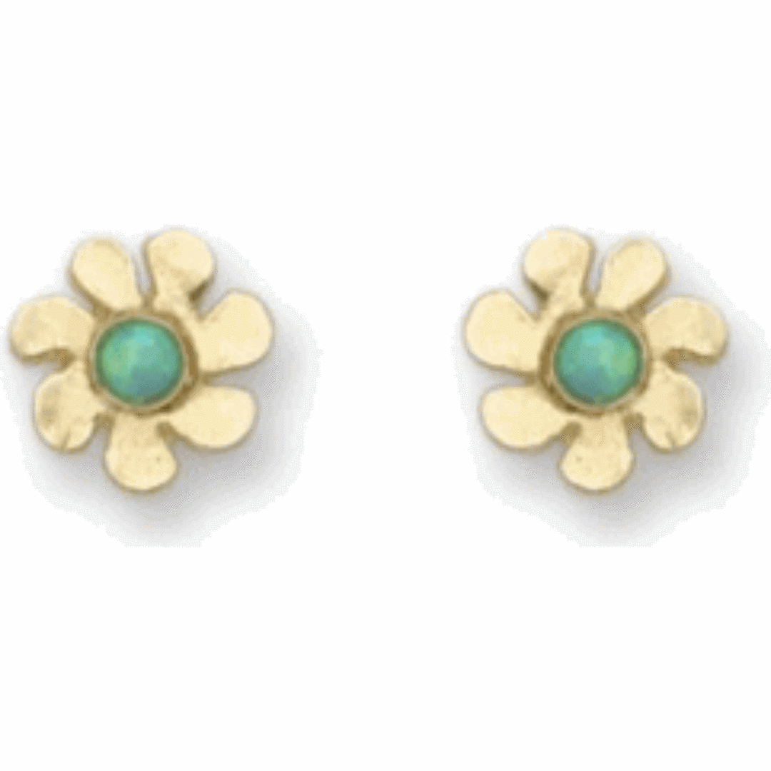 Bluenoemi Jewelry Earrings Earrings Flower Motif / gold Earrings Stud Flowers with Opal.