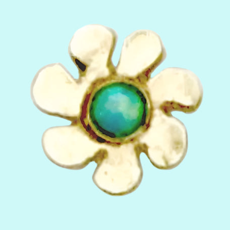 Bluenoemi Jewelry Earrings Earrings Flower Motif / gold Earrings Stud Flowers with Opal.