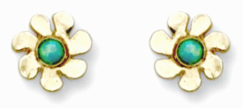 Bluenoemi Jewelry Earrings Earrings Flower Motif / gold Earrings Stud Flowers with Opal.