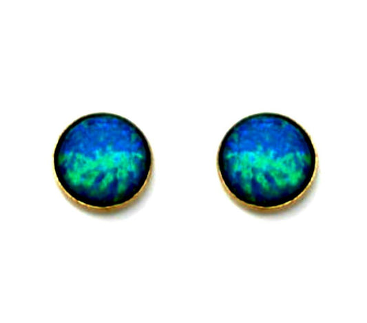 Bluenoemi Jewelry Earrings Earrings set with opal 9ct / Blue Stud Earrings Opal Israeli 9ct gold gorgeous earrings